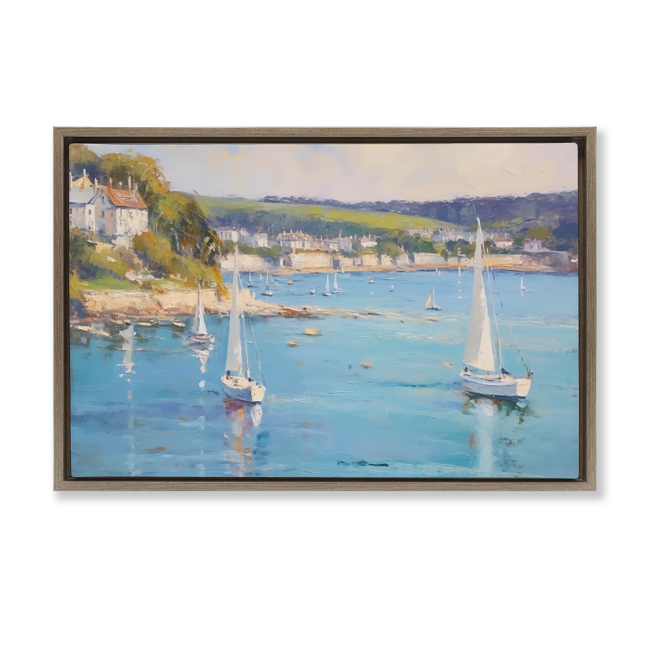 Stupell Industries Sailboats Of The Shore Floater Framed Canvas Wall Art Design by LSR Design Studio
